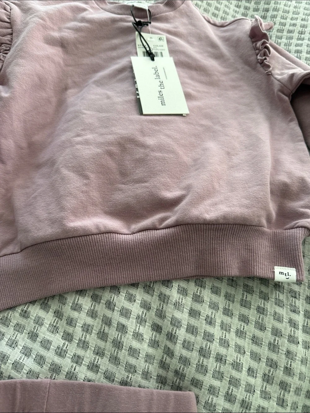 Girls' Mauve Ruffle Sweatshirt & Leggings Matching Set